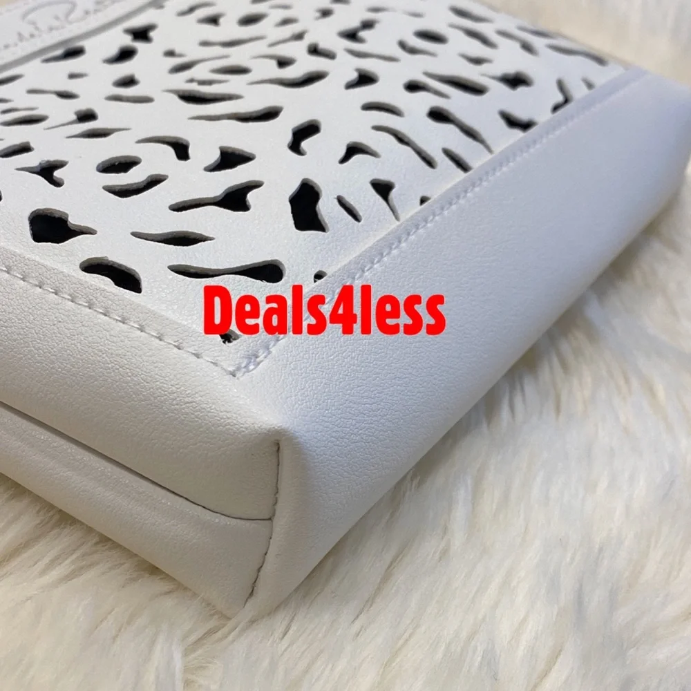 Oscar de la Renta Pouch Makeup Case Organizer Bag White Lined Perforated NEW
